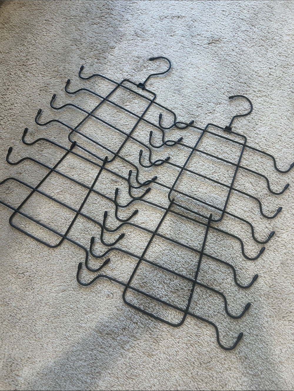 Multi-Tier Black Metal Scarf and Belt Organizer Hanger